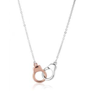 Vanbelle Sterling Silver Jewelry Two Tone Interlink Handcuff Necklace